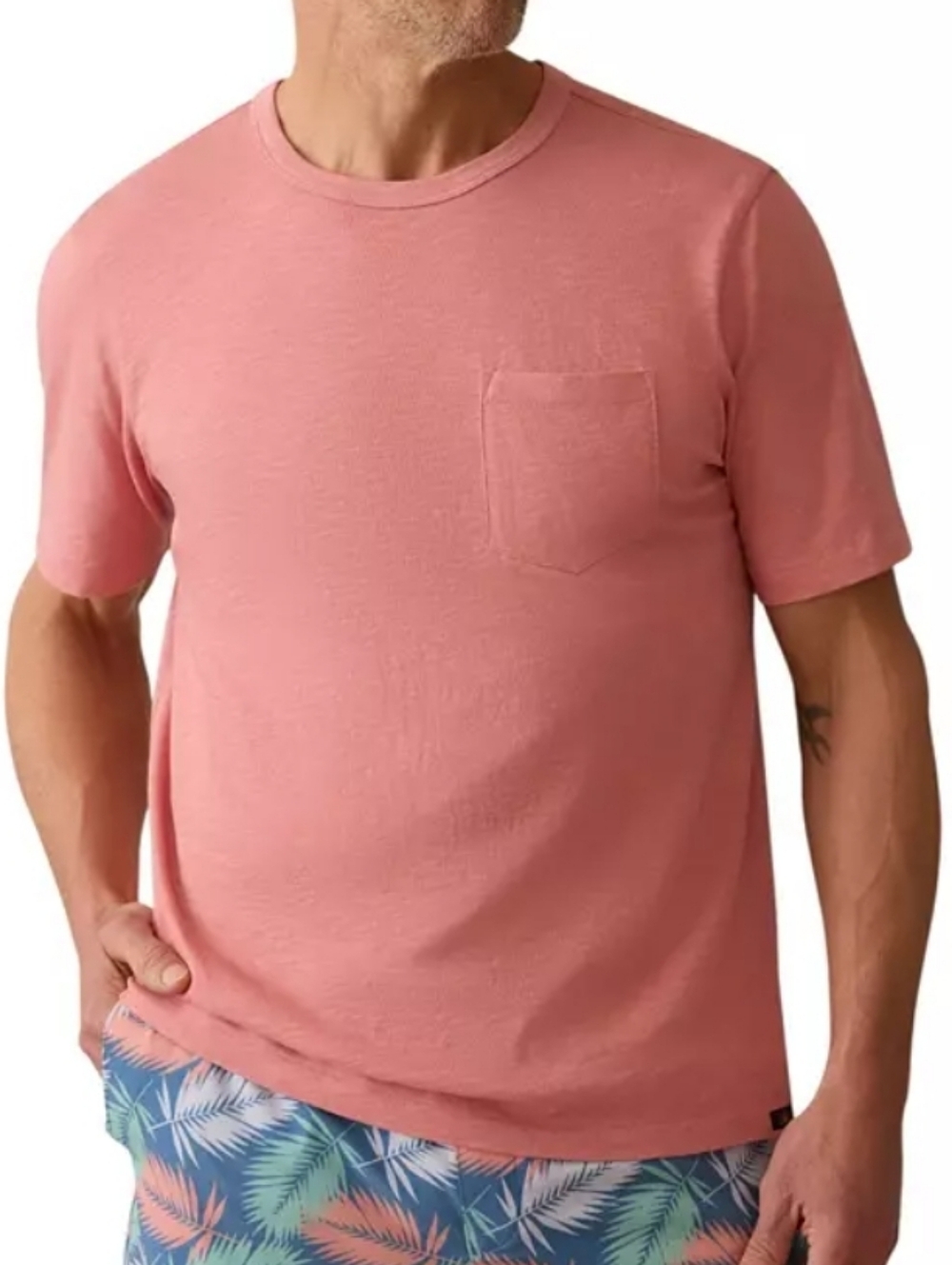 Faherty Men's Short Sleeved Sunwashed Cotton Pocket T-shirt Size Large